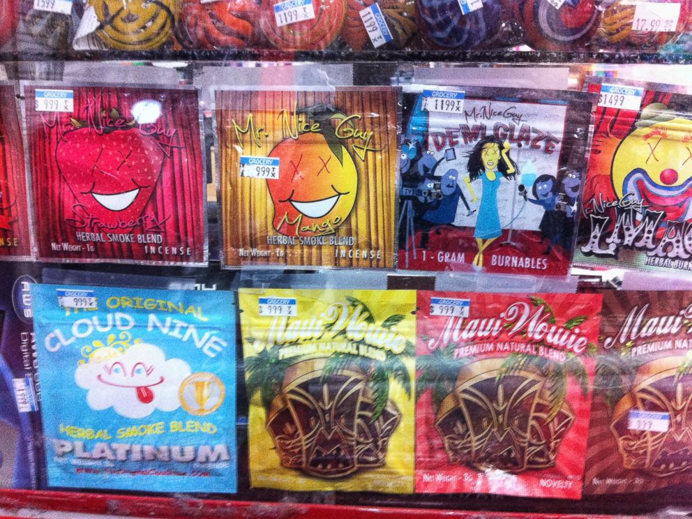 PHOTO: Synthetic marijuana, sold in colorful packages, sits behind a glass counter at a Kwik Stop in Hollywood, Fla. in this undated file photo.