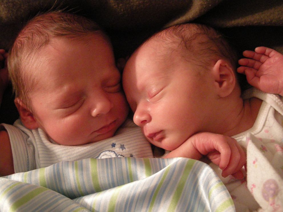 PHOTO: Avery and Xander Medvin, shown here as infants, are now 6-year-old fraternal twins.