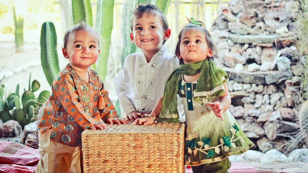 PHOTO: Blaze, Dylan and Jett Wile dressed in Indian garb. Their parents plan to keep their connection to their birthplace alive.