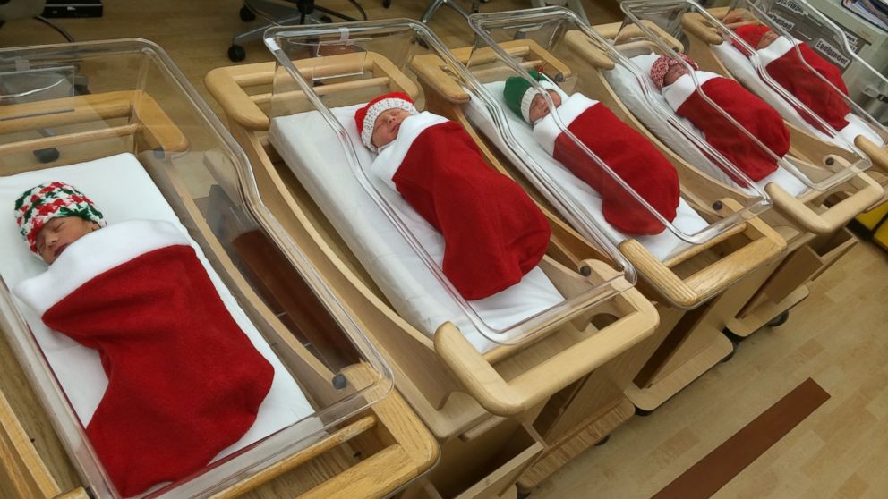 Newborns at this hospital on Christmas Day get the special stockings as a keepsake. 