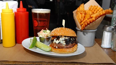 PHOTO: The Maytag Blue Burger is one of BLT Burger's most popular burger, filled with Blue Cheese, Mushroom and grilled onions.