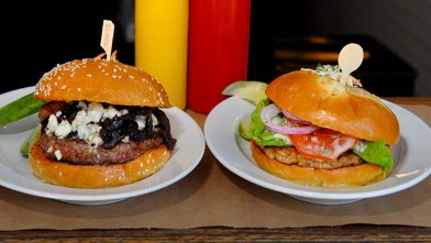PHOTO: The Maytag Blue, and Herbed Turkey Burger are served at BLT Burger in Chelsea section of New York, seen here June 27, 2012.