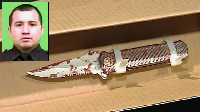 PHOTO: NYPD officer Eder Loor is in critical condition after he was stabbed with a three-inch knife, April 17, 2012.