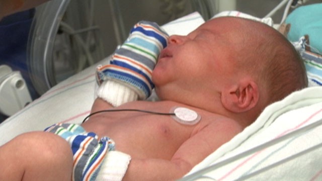 PHOTO: Baby Grayson, pictures here, was quaking when he was admitted to the hospitals NICU at just 48 hours old. He was born with a serious drug dependency because his pregnant mother was addicted to painkillers.