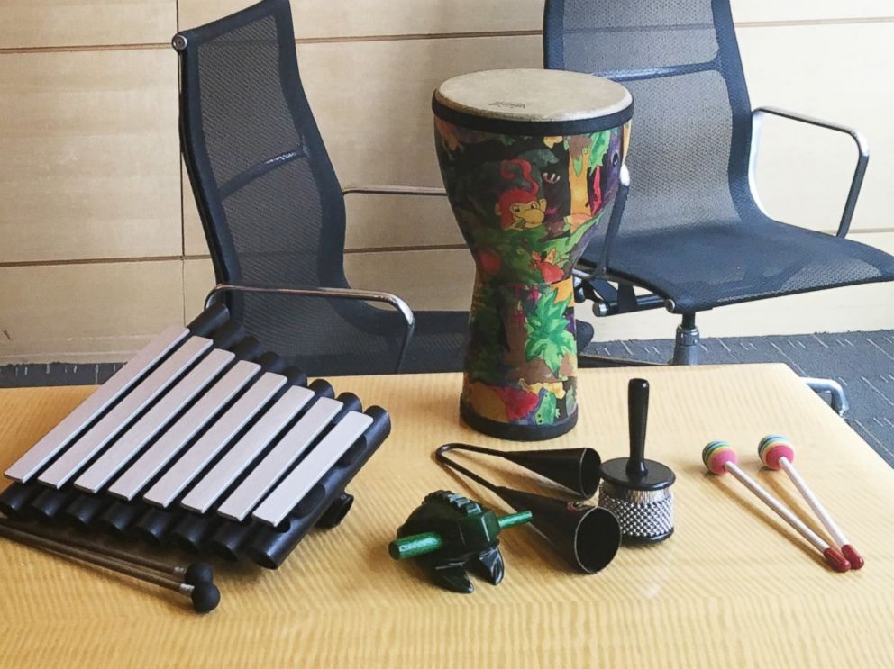 PHOTO: Memorial Sloan Kettering Cancer Centers Lead Music Therapist Karen Popkin lays out some of the instruments she uses with her patients.
