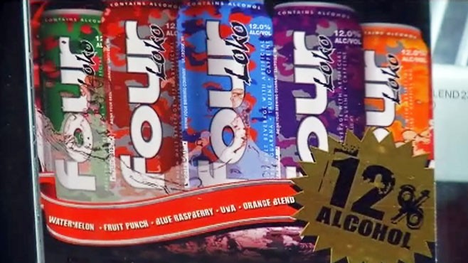 VIDEO: Four Loko, a mixture of alcohol and caffeine, is a hit on college party scene.