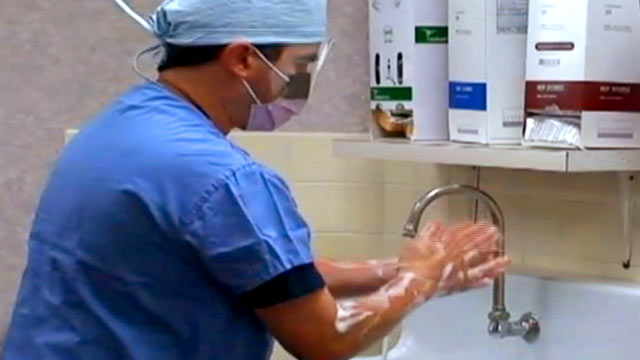 PHOTO: The staff at Paradise Valley Hospital in National City, Calif., makes a music video to promote hand hygiene.
