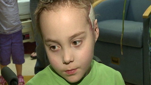 PHOTO: Seven year old boy, Robert Maddox who was hospitalized for over a year with the H1N1 was released from New Orleans Childrens Hospital.