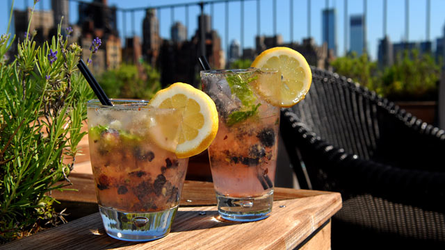 PHOTO: The Surrey Hotel's Roof bar, 'BlueBasil' cocktail is seen here in both high and lower calorie options.