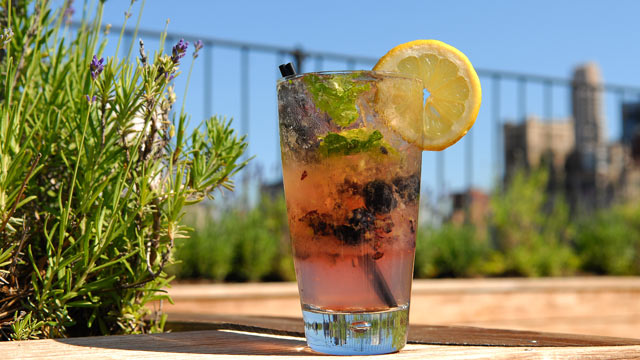 PHOTO: The Surrey Hotel's Roof bar, 'BlueBasil' cocktail is seen here.