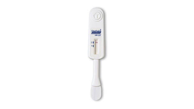 PHOTO: An OraQuick ADVANCE Rapid HIV-1/2 Antibody Test is shown in this undated photo provided by OraSure technologies.
