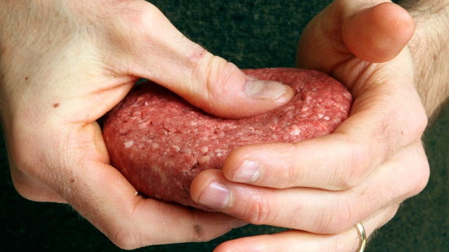 PHOTO: A hamburger is made from ground beef containing what is derisively referred to as "pink slime," or what the meat industry calls "lean, finely textured beef," on March 15, 2012 in Concord, N.H.
