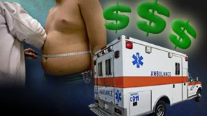 Photo: Paying extra to use special equipment for severely obese patients; bariatric ambulance