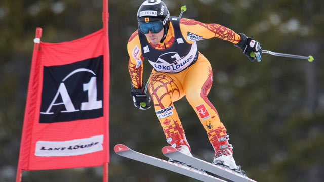 PHOTO: John Kucera of Canada flies through the air during FIS World Cup Men's Downhill training Nov. 25, 2009 at Lake Louise, Alberta.