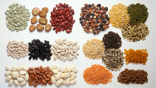 PHOTO: A variety of beans including lentils and peas are vegetarian protein sources.