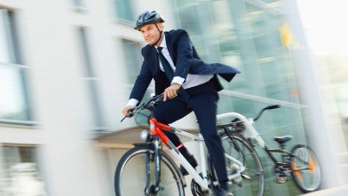 PHOTO: Man biking to work