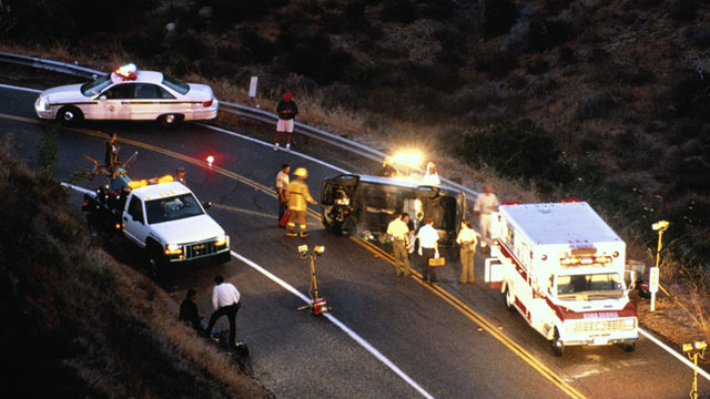 PHOTO: Police and ambulance at scene of road accident