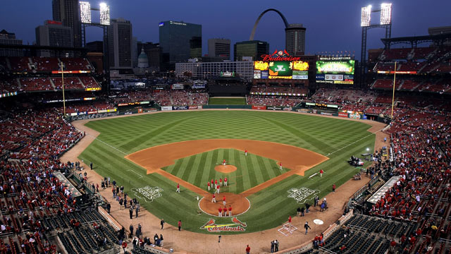 PHOTO: A general view of the field prior to Game Seven of the MLB World Series between the Texas Rangers and the St. Louis Cardinals at Busch Stadium, St Louis, Missouri, Oct. 28, 2011.