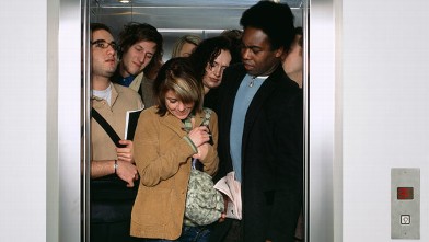 PHOTO: Some people have a fear of crowded elevators.