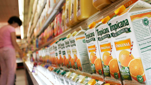 PHOTO: Tropicana orange juice is displayed at an Associated Supermarket, New York, Sept. 27, 2005.