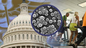 A House staffer reportedly has been infected with a drug-resistant superbug, possibly from a gym used by some members of Congress.