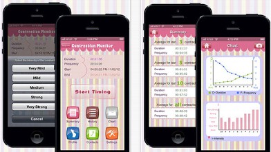 PHOTO: Screen shots of the Contraction Monitor app for iPhone