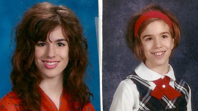 PHOTO: Nicole Santamorena today at 17 (left), and as a middle school student (right) when she wore a hair piece because she had pulled most of her hair out.