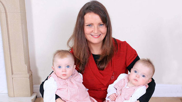 PHOTO: Angela Cottam almost died after a fingernail or hair from one of her new born twins passed into her bloodstream during their birth.