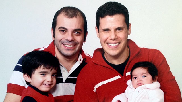 PHOTO: Tom Bourdon, right, and his husband Jimmy are raising two children, Lukas and May.