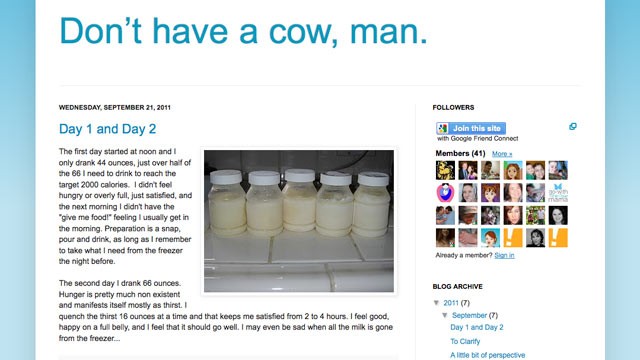 PHOTO: A dad Goes on all breast milk diet.