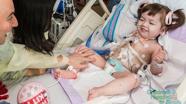 PHOTO: Hannah Warren, 2, was born without a windpipe and received an artificial trachea at OSF Saint Francis Medical Center, Peoria, Illinois.