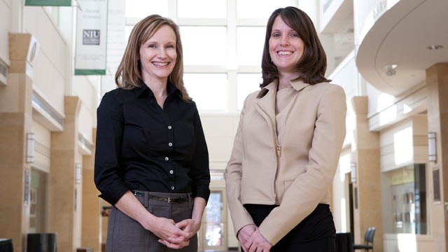PHOTO: Michelle Lilly, a psychology professor at Northern Illinois U., right, and her research assistant, Heather Pierce, left, have found that emergency dispatchers are at risk for PTSD.