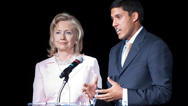 PHOTO: Hillary Clinton and Rajiv Shah