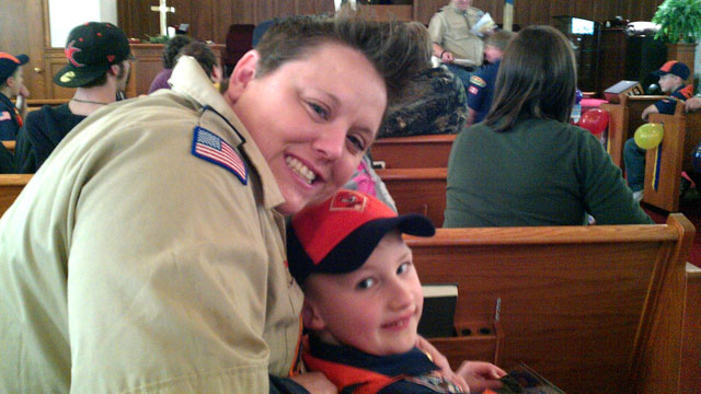 PHOTO: Jennifer Tyrrell, 32, and her son Cruz, 7, of Troop 109 in Bridgeport. Ohio, are shown.