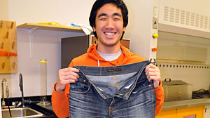 PHOTO Josh Le, 20,after 15 months and one week of wearing his raw denim jeans, thought it was time to wash them.