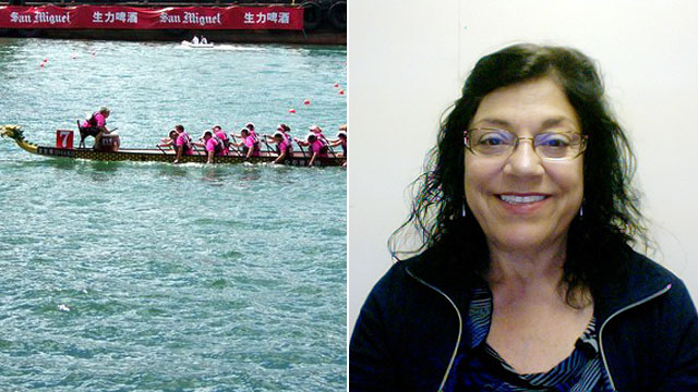 PHOTO: Kathy Christiansen took up dragon boat racing after undergoing a partial mastectomy.