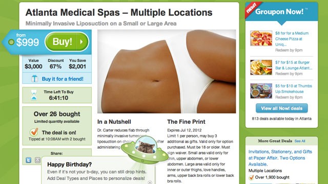 PHOTO: Liposuction is now available via Groupon.