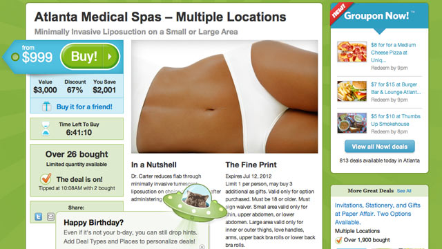 PHOTO: Liposuction is now available via Groupon.
