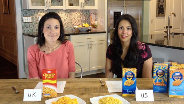 PHOTO: Food bloggers Lisa Leake and Vani Hari sampled Krafts Mac and Cheese; the American version has yellow food coloring and the UK one is additive free.