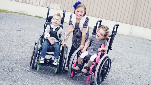 PHOTO: From left, Jayden Owens, Maddy Owens and Angela Owens. Adam and Karen Owens adopted Angela last year and brought her home, Dec. 10, 2011. Jayden joined the family over the summer.