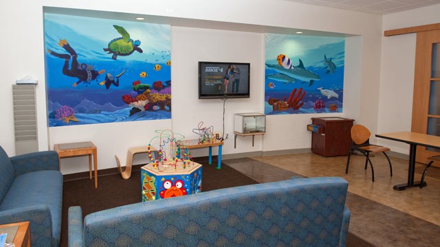 PHOTO: The pediatric lounge at the City of Hope Helford Clinical Research Hospital offers patients' families some of the amenities of home.