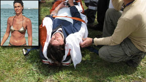 Peggy Williams saved by her abdominal muscles during a paragliding accident.