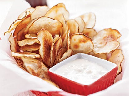 PHOTO: MyRecipes potato chips with blue cheese sauce are shown here.