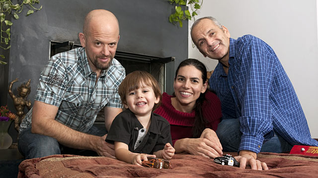 PHOTO: Left to right; Ian Ferguson, Eamon, Jaiya Ma and Jon Hanauer pictured at home, Nov. 22, 2011 in Topanga, California.