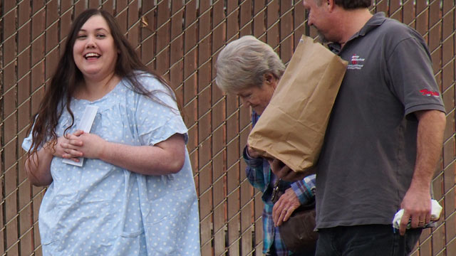 PHOTO: Jennifer Bigham smiles after her release on Jan. 22, 2013 from the Stanislaus County Public Safety Center.