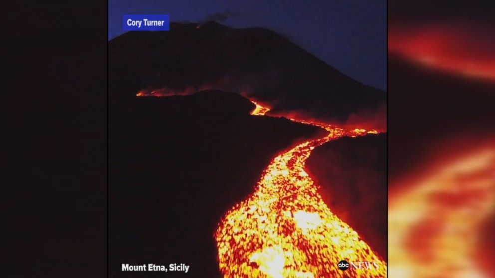WATCH:  Drone footage highlights lava flow at Mount Etna volcano