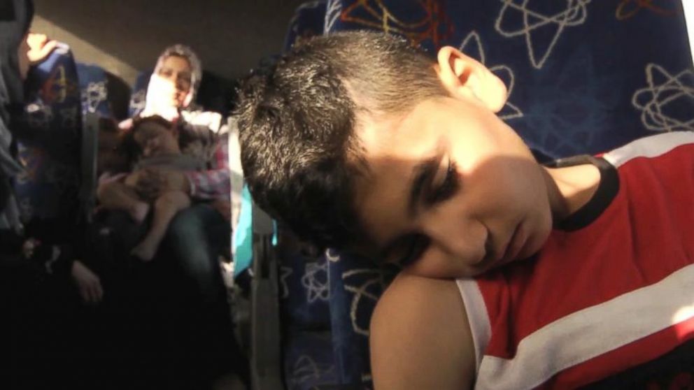 PHOTO: The Akasha family, made up of Rania Akasha and her four children, from Baton Rouge, Louisiana, leave Gaza on Sunday, July 13, 2014. They were in Gaza on vacation visiting relatives when the conflict started.