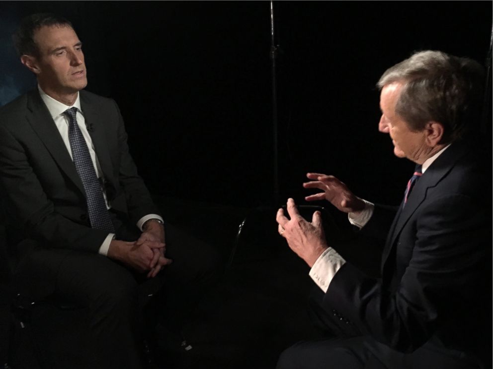 PHOTO: Europol Director Rob Wainwright speaks with ABC News Brian Ross about European security during a recent trip to the United States.