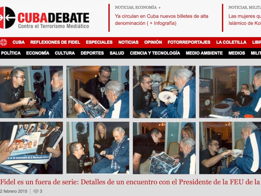 PHOTO: A screenshot of Cubas website Cubadebate shows ten photos of Fidel Castro on their opening page in Havana, Cuba, Feb. 3, 2015.