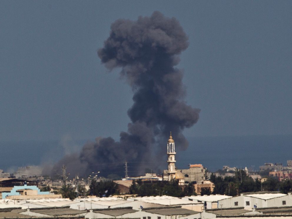 PHOTO: Smoke rises after an Israeli missile strike in Gaza, seen from the Israel Gaza Border, Wednesday, July 16, 2014.